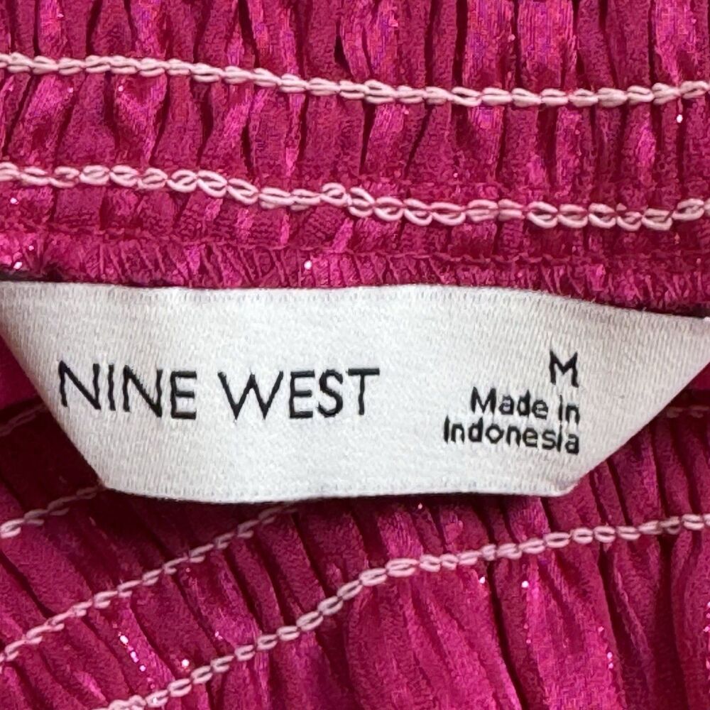 NWT Nine West Pink Pleated Dress Medium Sleeveless Elastic Waist Flowy Summer - Picture 3 of 7